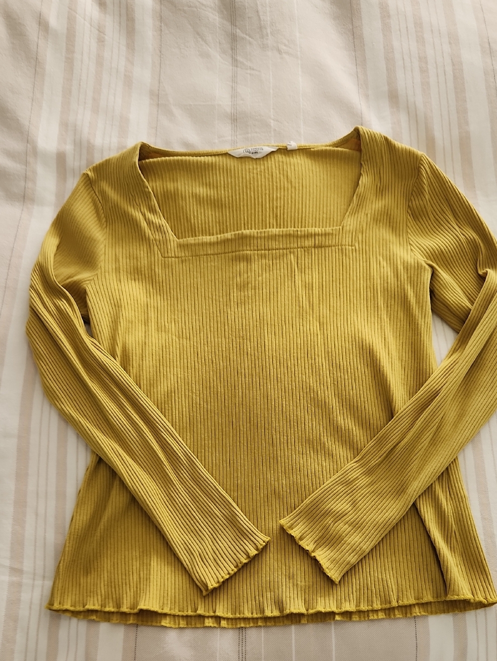 Candace Cameron Bure Ribbed Square-Neck Long Sleeve Top